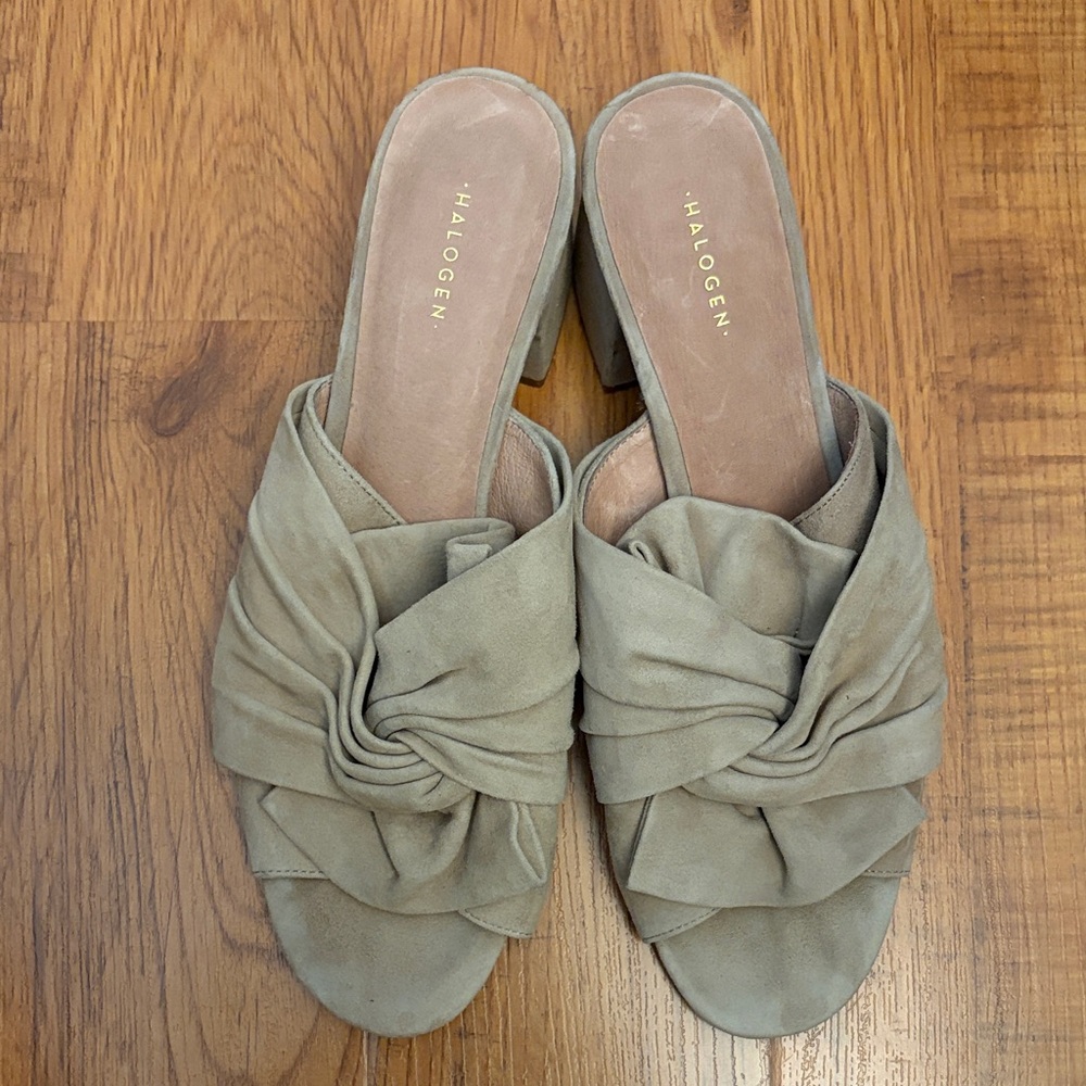 Halogen‎ Women's Cream Knotted Leather Heel Sandals, side 12M